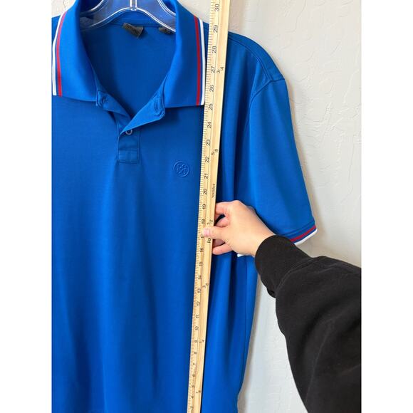 G/Fore Polo Shirt Pique Knit Performance Men’s Sz M Blue Red G4 - Picture 7 of 10